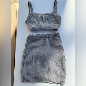 JLUXLABEL Heather Gray Knit Skirt Set